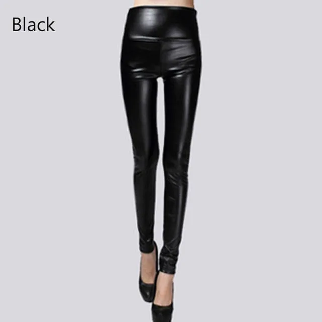 Stretch Faux Leather Skinny Trousers