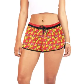 Thunder Mouse Shorts Red Women's Relaxed Shorts
