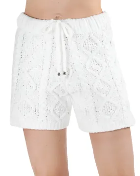 Women's Marshmallow Soft Cable Knit Drawstring Shorts